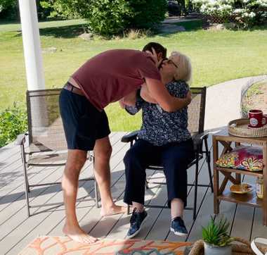 Grandmother hugged